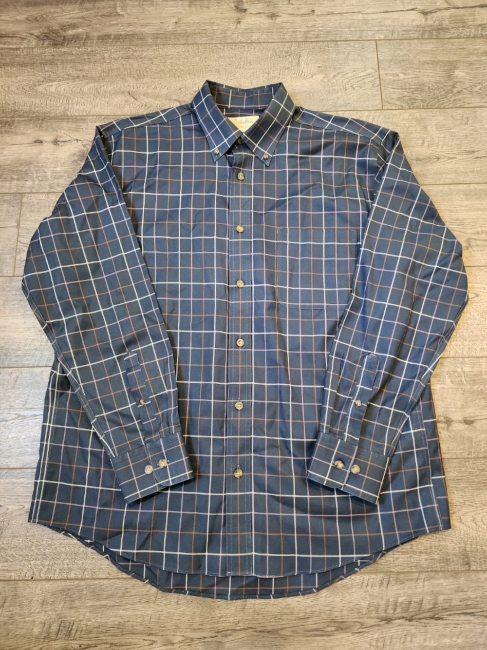 Cabelas Outfitters Series Mens Button Down Long Sleeve Shirt Size L Blue Plaid